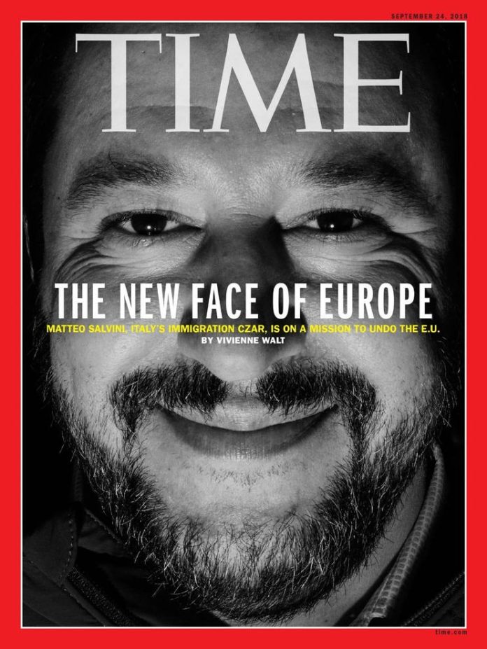 Salvini sulla copertina di Time come "Nuovo volto dell'Europa"