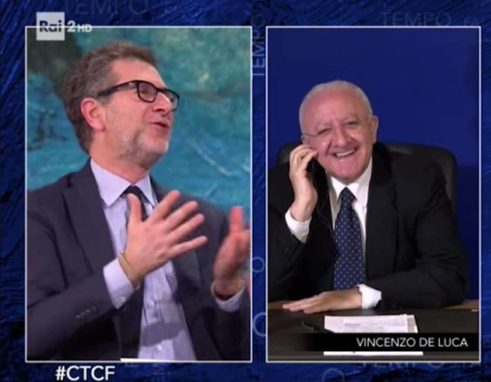 De Luca e il Fazio "fratacchione": è show del governatore in tv