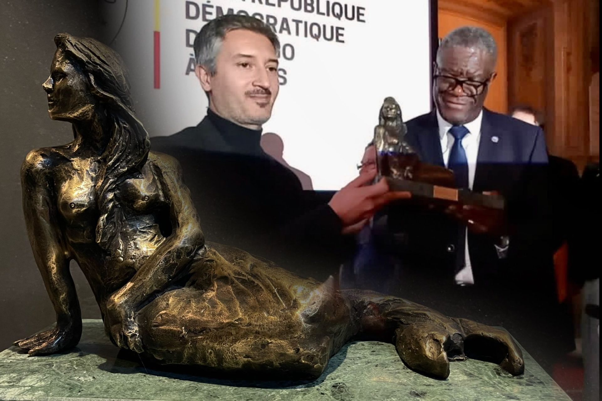 Lo scultore Domenico Sepe e la sua Sirena per il Nobel per la pace Denis Mukwege