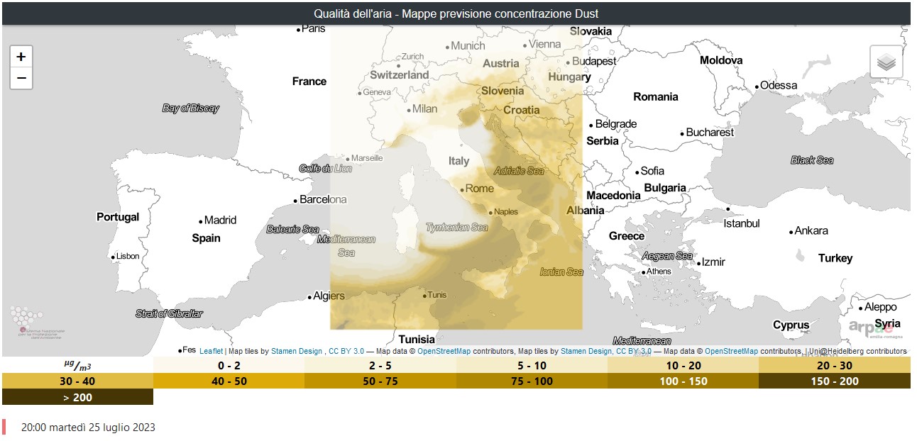 ARPAC: Superamenti diffusi del limite PM10 in Campania per polveri sahariane