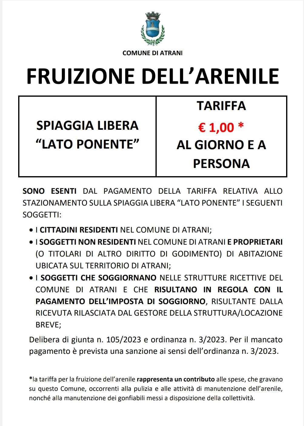 Spiaggia Libero: 1 euro di ticket d'ingresso per la manutenzione dell'area