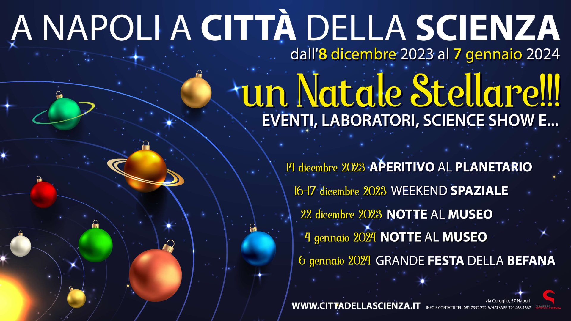 Città della Scienza, un Natale Stellare tra eventi e laboratori