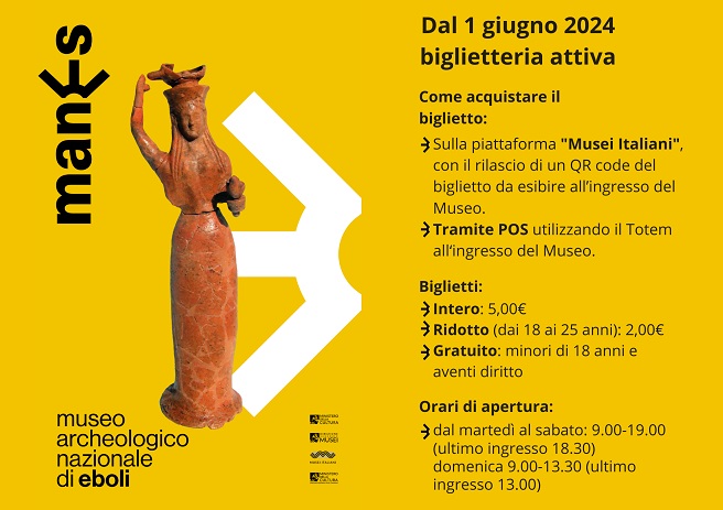 Eboli, Museo archeologico nazionale: servizio di biglietteria e orario di apertura al pubblico