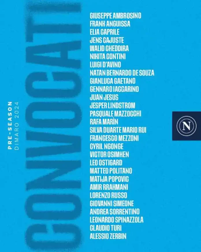 Calcio Napoli: ecco l'elenco dei convocati per il ritiro di Dimaro