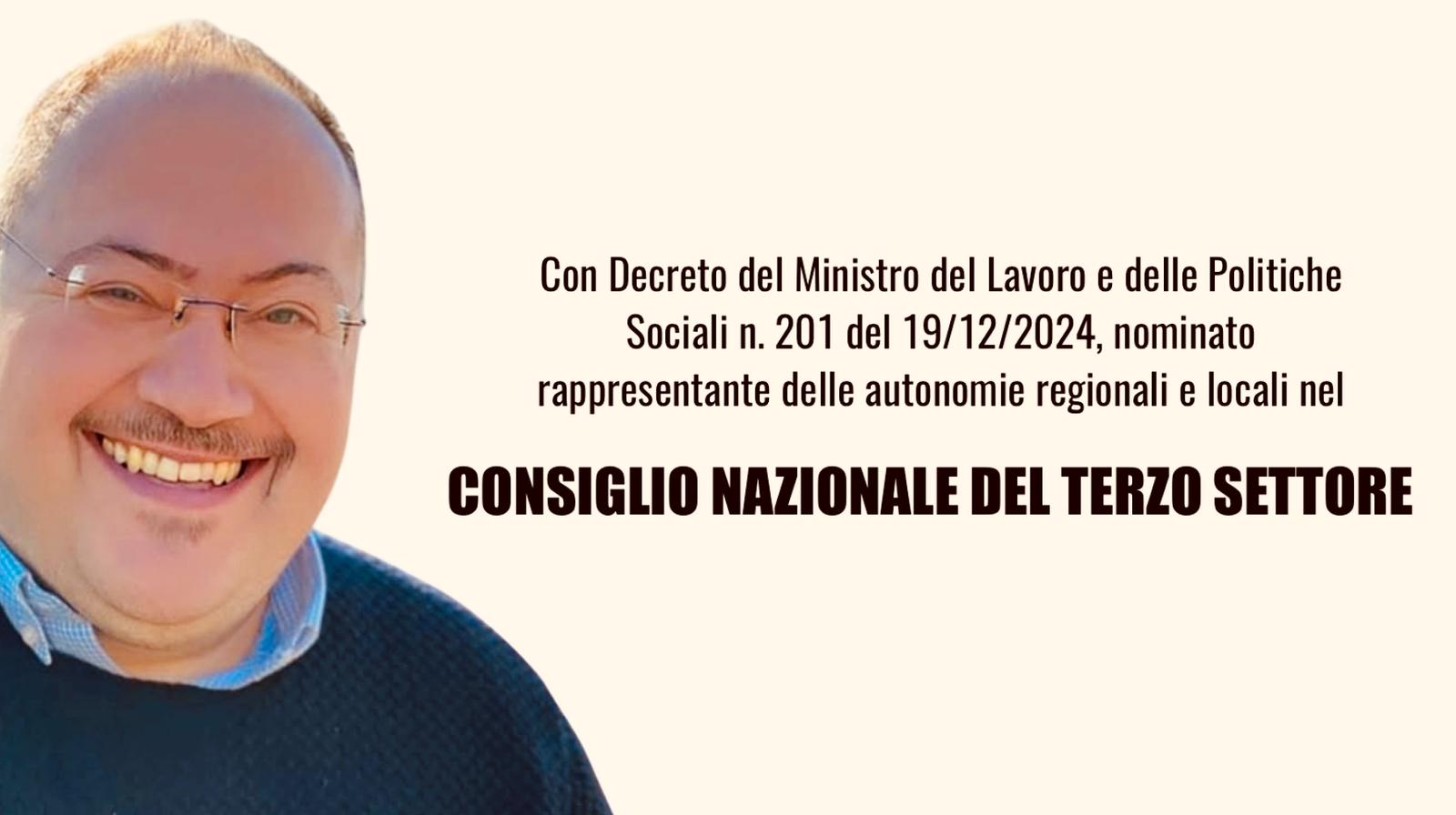 Al Consiglio nazionale del Terzo settore nominato Giovanni Nappi