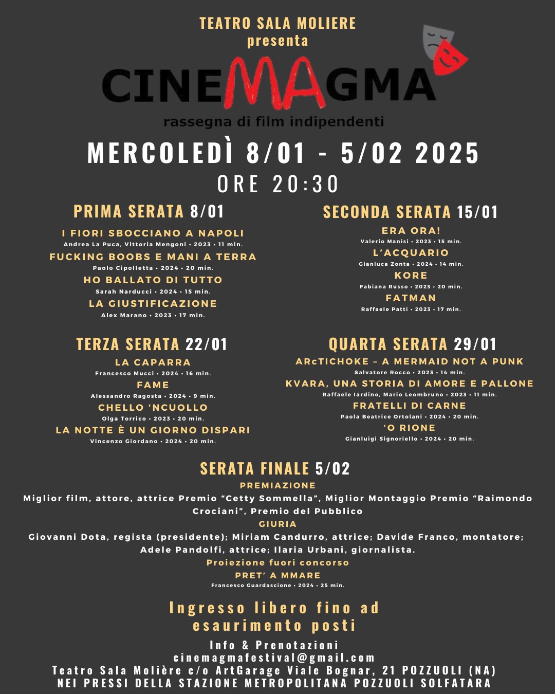 nel teatro Sala Molière di Pozzuoli, la V edizione di “Cinemagma”